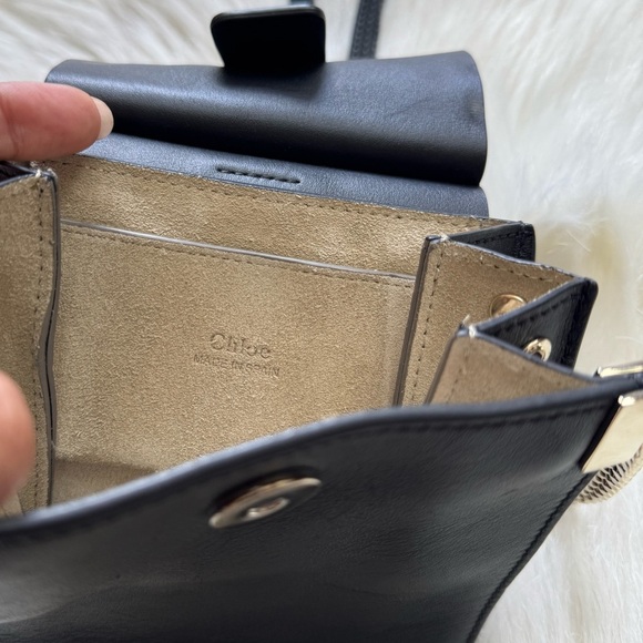 Chloe Mini Faye Bracelet Black Leather Suede Crossbody Bag - Picture 5 of 7